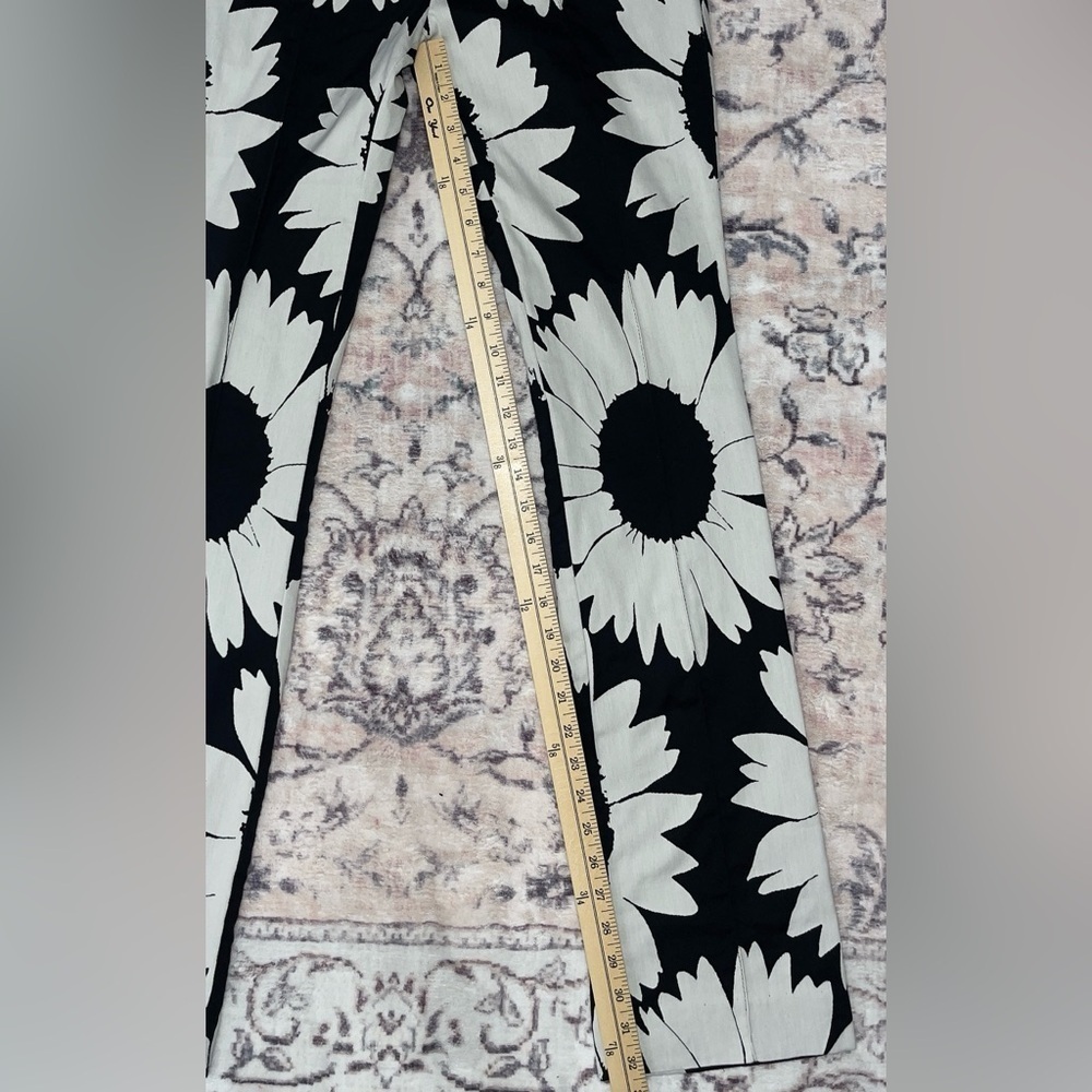 Alice + Olivia Eddie Slim Bootcut Pant High Waist Sunflower White/ Black Size 0 - Picture 8 of 9